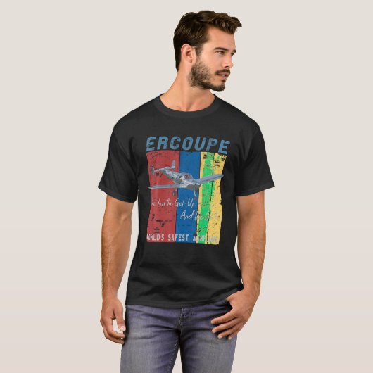 Ercoupe retro  noodlandingsvliegtuig piloot T T-shirt (Voorkant volledig)