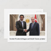 Erdogan en Sheikh Tamim in Doha. Briefkaart (Voorkant / Achterkant)