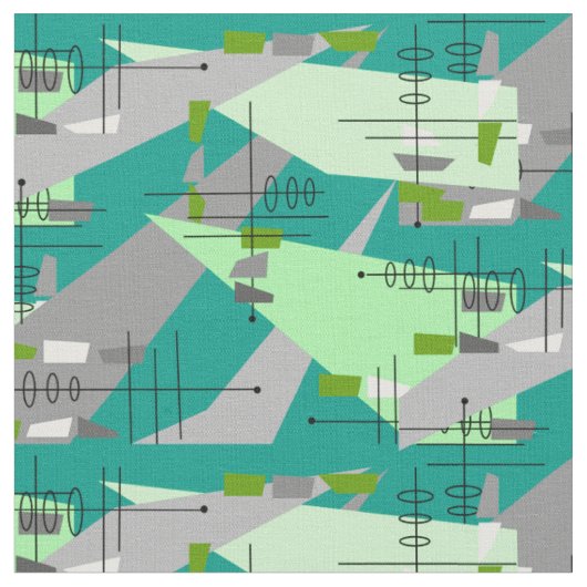 Ère atomique a inspiré le tissu d'art abstrait (Fermer)