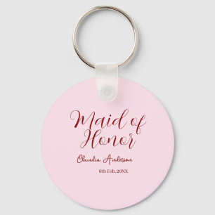 Ere-juffrouw mauve naam datum roze pastel bruiden sleutelhanger