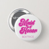 Ere-juffrouw Roze Retro Aangepaste Naam Ronde Button 5,7 Cm (Voorkant /achterkant)