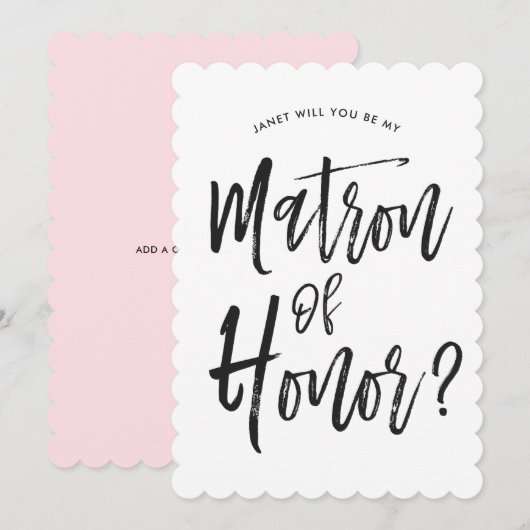 Ere-juffrouw | Script Stijl Custom Trouwfeest Kaart (Voorkant / Achterkant)