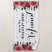 Ere-juffrouw vrijgezellenfeest Persoonlijk  Strandlaken (Voorkant)