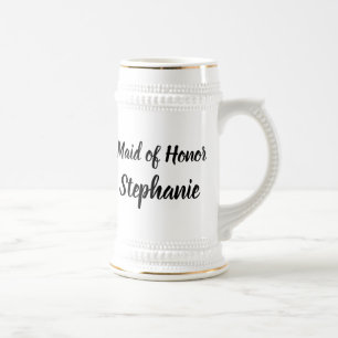 Ere-juffrouw Zwart Elegant Schrift Cadeaus Bruilof Bierpul