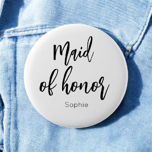 Ere-juffrouw Zwart Witte Trouwknoop Ronde Button 5,7 Cm