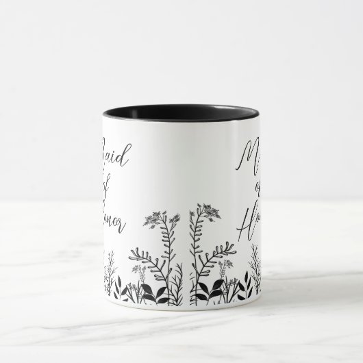 Ere-juffrouw Zwarte en Witte Wilde Bloemen   Mok (Midden)