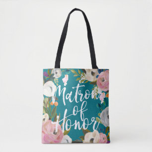 Ere-oudste-dame van eer geborstelde bloem bruiloft tote bag