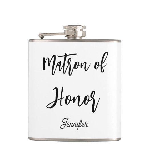 Ere-vrouw van eer zwart wit bruiloft  heupfles (Voorkant)