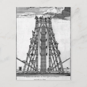 Erectie van de oude Egyptische Obelisk Briefkaart