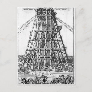 Erectie van de oude Egyptische Obelisk Briefkaart
