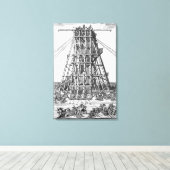 Erectie van de oude Egyptische Obelisk Canvas Afdruk (Insitu (Houten vloer))