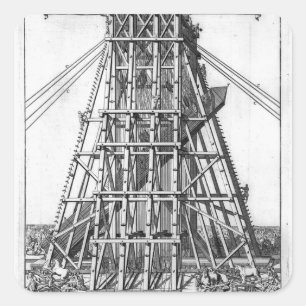 Erectie van de oude Egyptische Obelisk Vierkante Sticker