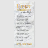 Erev Shabbos Checklist Marble Magnetic Reminder (Voorkant)