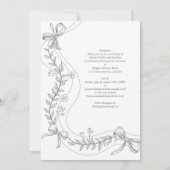 Erfenis Bloemenslint Handgetekend Elegant Bruiloft Kaart (Achterkant)