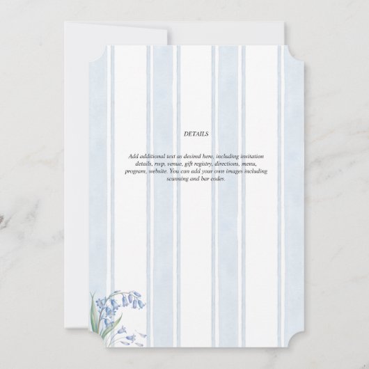 Erfenis Bluebells en Bijen Bloemrijke Streep Bruil Kaart (Achterkant)