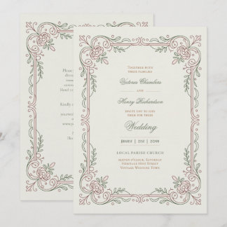 Erfenis | Edwardiaanse roos filigraan bruiloft Kaart