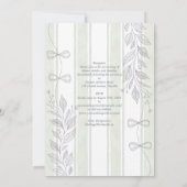 Erfenis Sage Botanische Lintlijn Strikken Bruiloft Kaart (Achterkant)