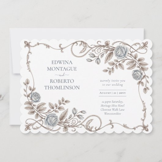 Erfgoed Elegante Victoriaanse Botanische Trouwdag Kaart (Voorkant)