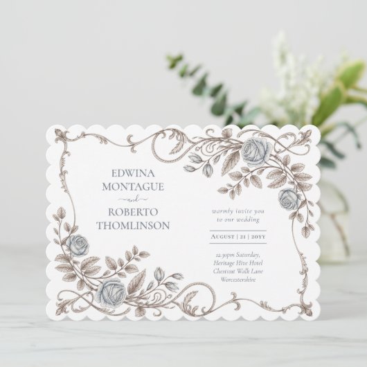 Erfgoed Elegante Victoriaanse Botanische Trouwdag Kaart (Staand voorkant)