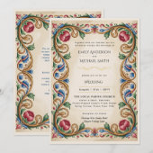Erfgoed | Renaissance Vintage Bloemen Bruiloft Kaart (Voorkant / Achterkant)