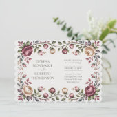 Erfgoed Victoriaanse Bloemige Trouwroos Horizontaa Kaart (Staand voorkant)