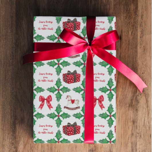 Erfstuk Hulst Patchwork Kerstmis Cadeaupapier