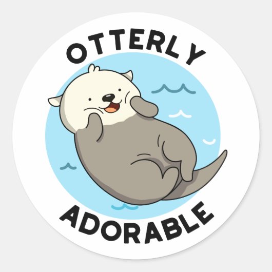 Erg Schattig Funny Otter Pun Ronde Sticker (Voorkant)