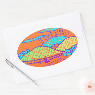 Ergens / Ergens doedelen op sinaasappel Ovale Sticker