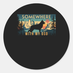 Ergens met mijn GSD Duitse herder Vintage Stic Ronde Sticker