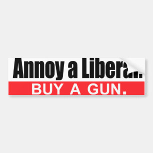 Erger een liberaal - Koop een wapen -.png Bumpersticker