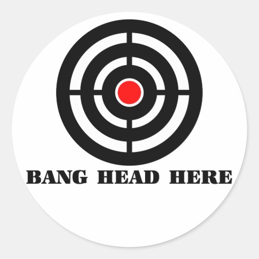 Ergonomische stressrust: Bang Head, hier Ronde Sticker (Voorkant)