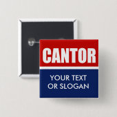 ERIC CANTOR 2012 VIERKANTE BUTTON 5,1 CM (Voorkant /achterkant)