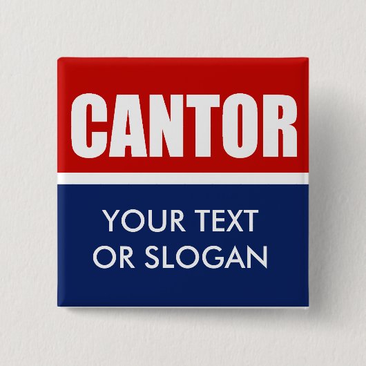 ERIC CANTOR 2012 VIERKANTE BUTTON 5,1 CM (Voorkant)