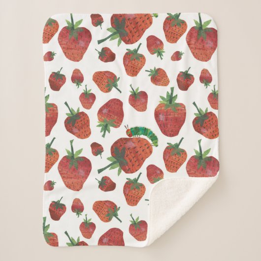 Eric Carle | Caterpillar en aardbeienpatroon Sherpa Deken (Voorkant)