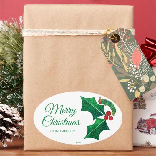 Eric Carle Christmas Caterpillar Ovale Sticker (Feestdagen)