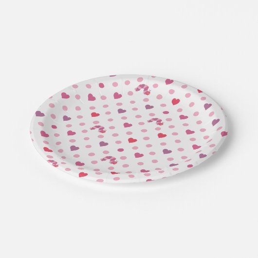 Eric Carle | Valentijn Heart Polka Dot Pattern Papieren Bordje (Gekanteld)