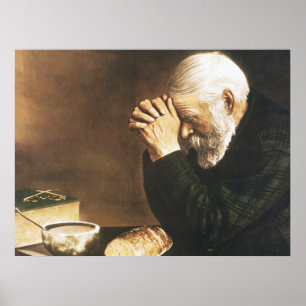 Eric Enstrom Grace Man biddend over broodprint Poster