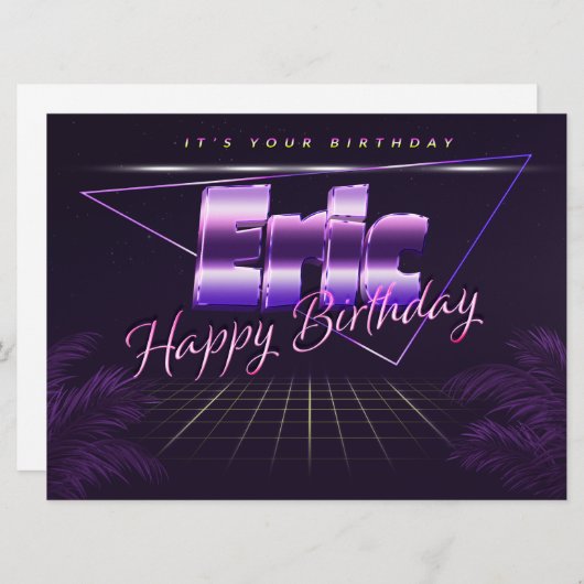 Eric Name Prénom lila retro Carte Anniversaire (Devant / Derrière)