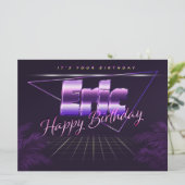 Eric Nom Carte rétro lilas Anniversaire (Debout devant)