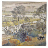 Eric Ravilious art, River Thames, Chiswick Eyot Tegeltje (Voorkant)