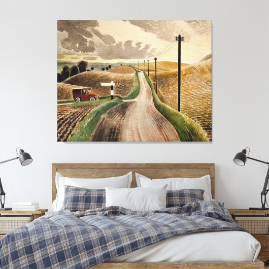 Eric Ravilious art, Wiltshire Landscape Canvas Afdruk (Insitu (Slaapkamer))