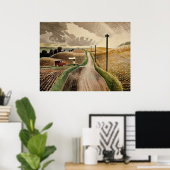 Eric Ravilious art, Wiltshire Landscape Poster (Thuiskantoor)
