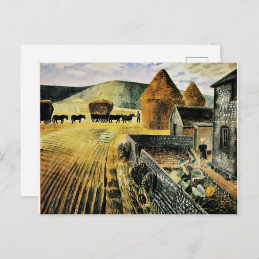 Eric Ravilious - Furlong, beroemd schilderij, Briefkaart (Voorkant / Achterkant)