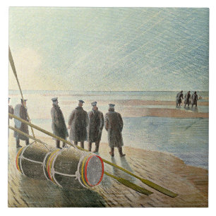 Eric Ravilious - Gevaarlijk werk bij eb, Tegeltje