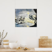 Eric Ravilious - Morning on the Tarmac Poster (Keuken)