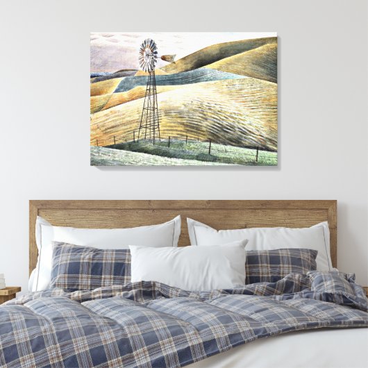 Eric Ravilious schilderij, Windmill Canvas Afdruk (Insitu (Slaapkamer))