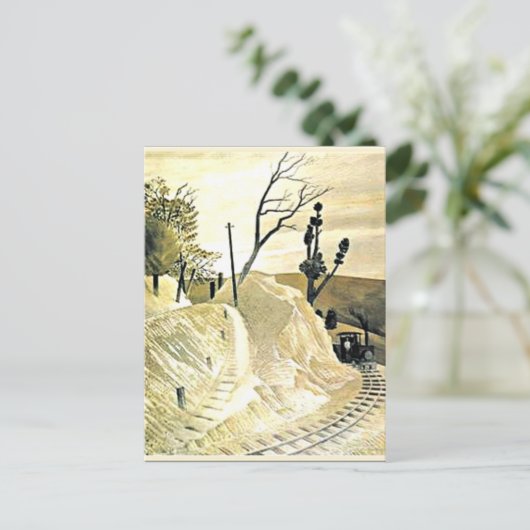 Eric Ravilious - Steam Train Rounding a Bend, Briefkaart (Staand voorkant)