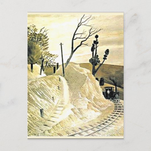 Eric Ravilious - Steam Train Rounding a Bend, Briefkaart (Voorkant)