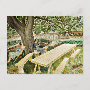 Eric Ravilious - Twee vrouwen in een tuin, fine ar Briefkaart