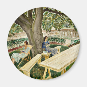 Eric Ravilious - Twee vrouwen in een tuin, mooie k Magneet
